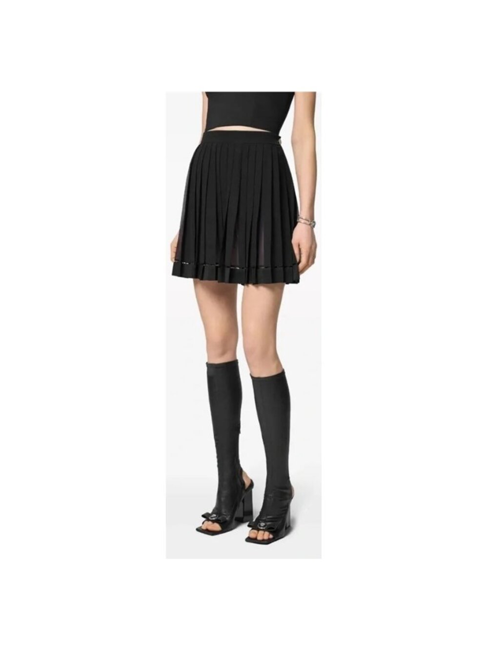 New Authentic Versace Pleated Silk Georgette Skirt in Black